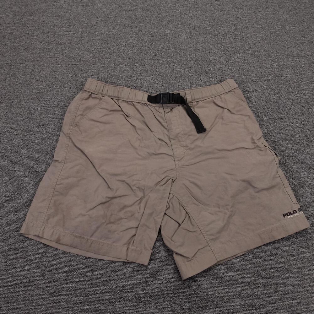 Polo Ralph Lauren Cargo Shorts Mens 36 Beige Nylon Belted 9 Inseam Travel